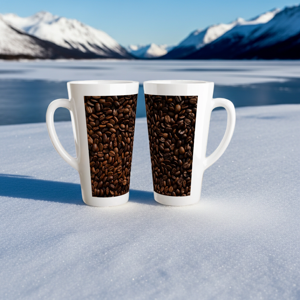 Coffee Bean White Latte 17oz Ceramic Mug